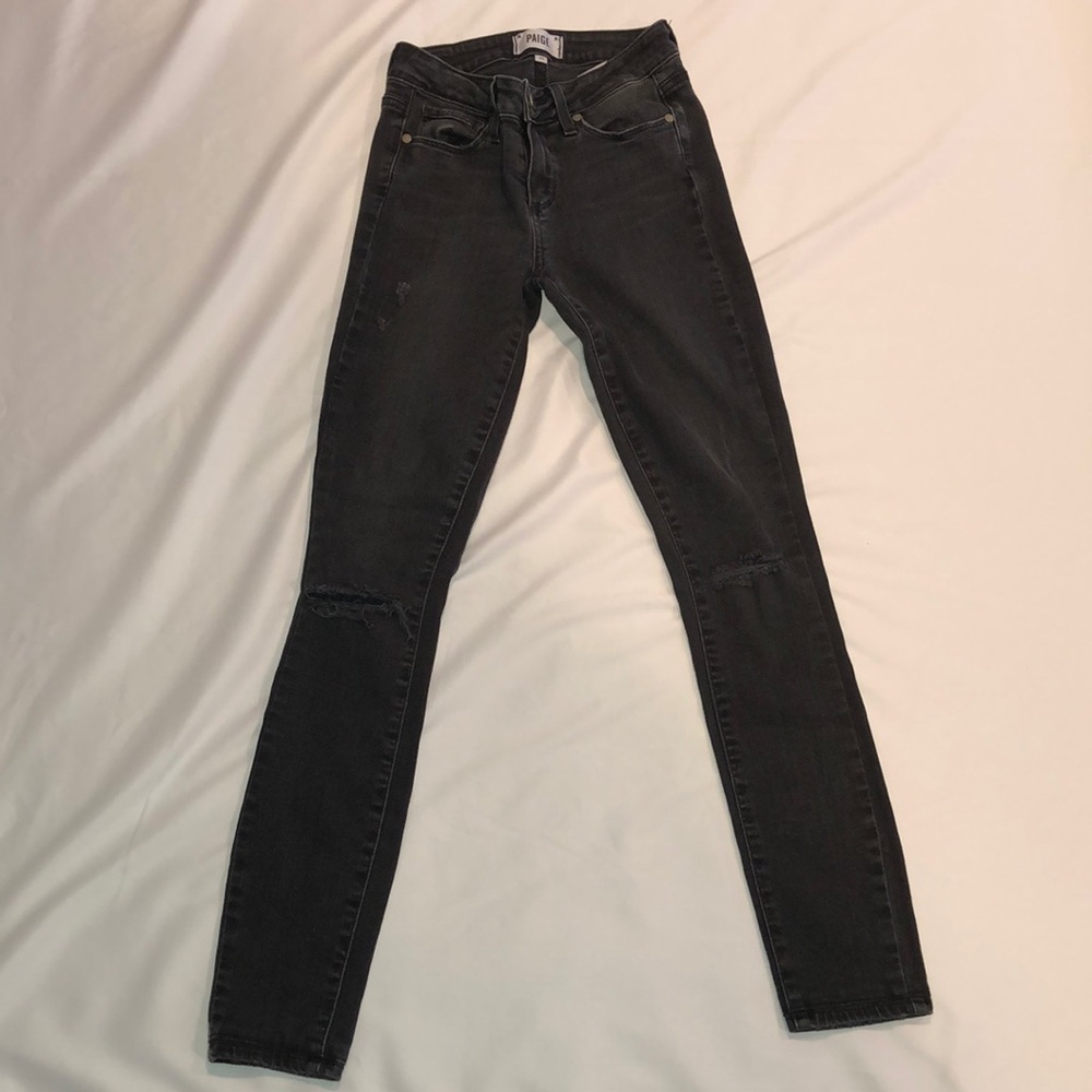 Distressed Black Paige Denim